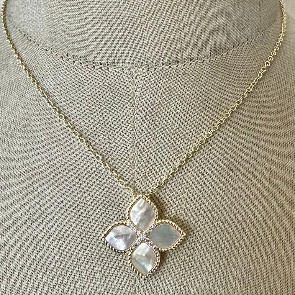 MX Mother-of-Pearl Quatrefoil Pendant Necklace